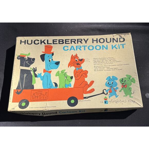 Vtg 1960 HUCKLEBERRY HOUND Colorforms Cartoon Kit BOX/Hanna-Barbera Productions - Picture 1 of 11